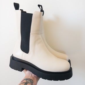 H&M tall boots bone color